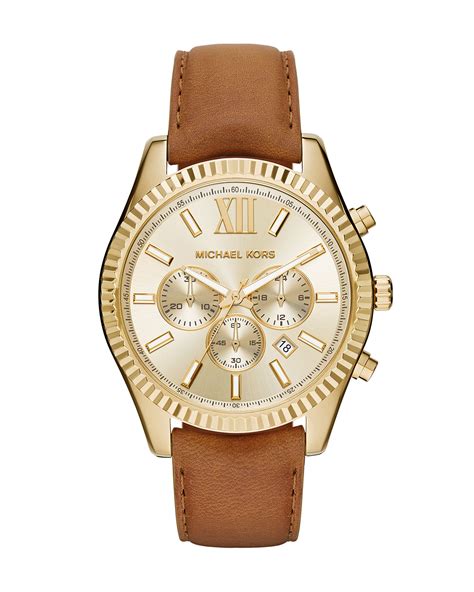 michael kors lexington goud|Michael Kors leather watch.